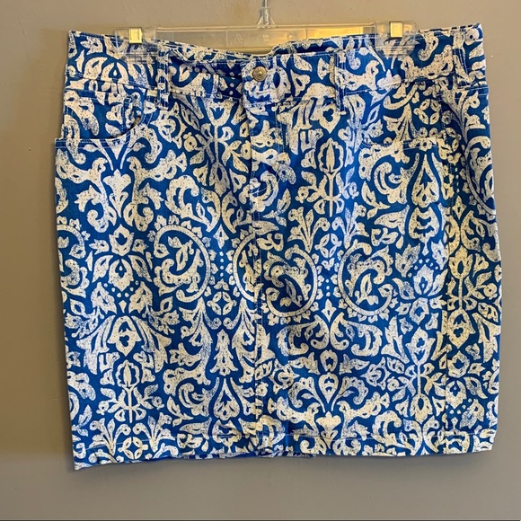 Old Navy Blue print skirt, 16 - Picture 1 of 6